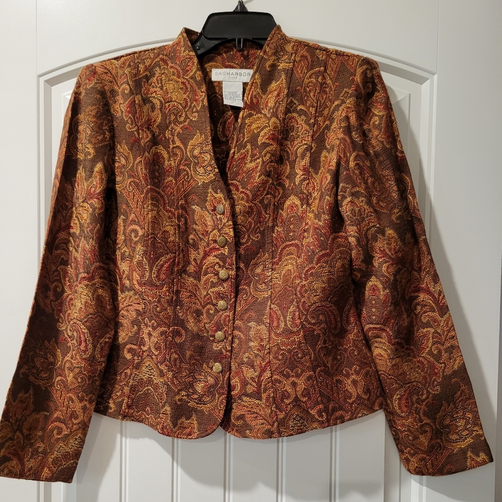 Sag Harbor paisley lightweight short blazer 8